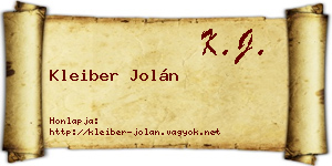 Kleiber Jolán névjegykártya
