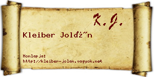 Kleiber Jolán névjegykártya